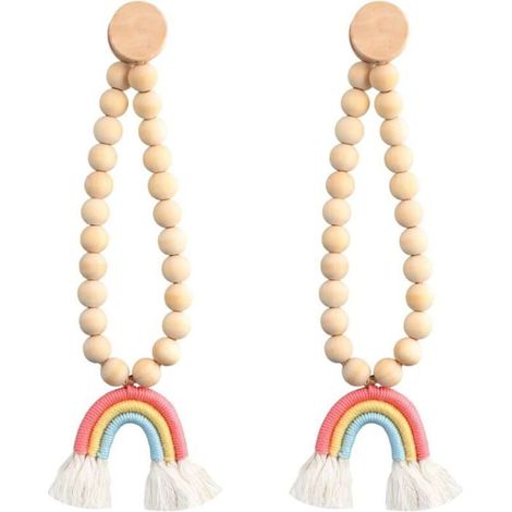 Set aus 2 magnetischen Vorhanghaltern, Regenbogen-Kordelschlaufen mit dekorativen Perlen für Fenster.