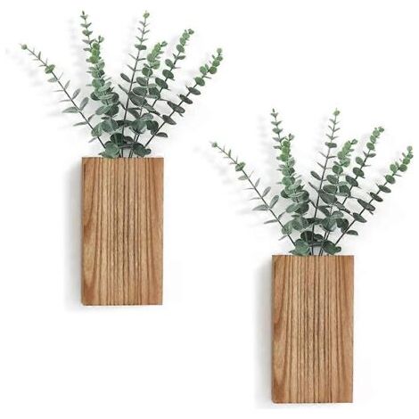 Lot de 2 vases décoratifs muraux en bois de paulownia (1/5)