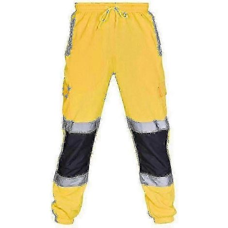 4XLJaunePantalon de travail de sécurité pour adultes, haute visibilité, taille élastique, pantalon de survêtement (1/3)