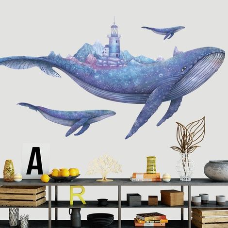 Autocollants baleine pour peinture, salon, chambre, papier peint, stickers muraux (1/5)