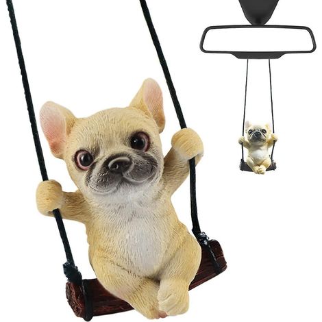 ornement Suspendu Voiture Oscillante, Accessoires Suspendus Mignons, Rtroviseur Voiture Suspendu Ornement, Charme De Voiture Bouledogue Pour Rtrov (1/5)