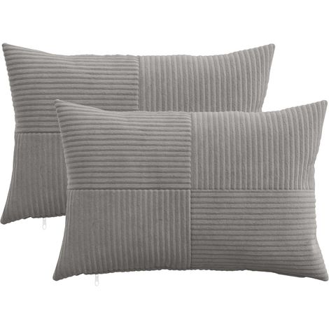 Cushion Cover 2 pcs ALMELO Light Grey 30 x 50 cm Corduroy vidaXL (1/5)