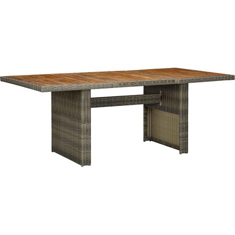 Mesa de jardín ratán sintético marrón y madera maciza acacia vidaXL (1/5)