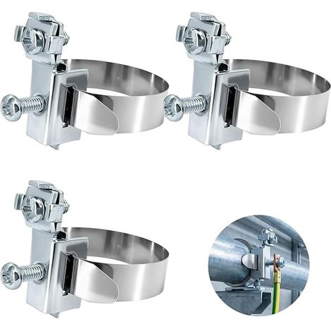 Collier de Mise à la Terre en Acier Inoxydable V2A pour Tuyaux, Diamètre 8-52 mm, Préassemblé (1/5)