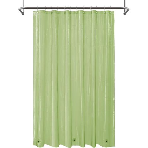 Rideau de Douche Transparent avec 3 aimants, en Plastique Souple et Robuste de qualité supérieure, pour Salle de Bain, léger et imperméable, 183 x 183 cm, Vert Transparent (1/5)
