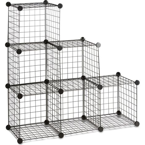 Estantería modular industrial 6 compartimentos 96 x 96 x 32 cm diseño contemporáneo de metal negro que ahorra espacio 130005462 (1/5)