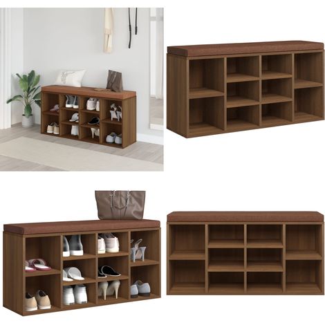 Banc à chaussures Chêne marron 103x30x48 cm Bois d'ingénierie - Banc À Chaussures - Meuble Rangement - Organisation Chaussures - Banc Coffre - Rangement Intérieur - Home & Living (1/5)