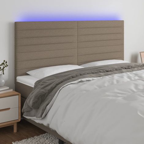 Cabecero con luces LED tela gris taupe 180x5x118/128 cm vidaXL