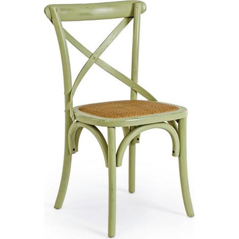 Sedia Cross con struttura in legno di olmo, per arredo interno 50,5 x 52 x h 87 cm -Verde / Confezione da 2 pezzi (1/5)