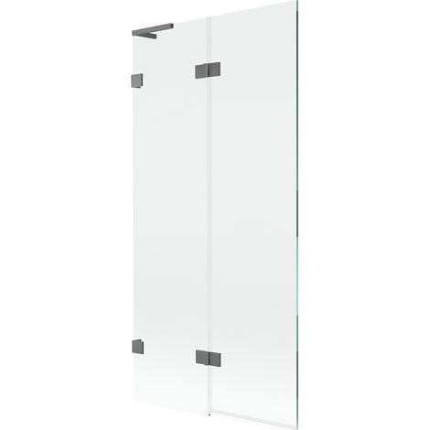 Paravent de baignoire Mexen Lunar L à 2 volets gauche 90 x 150 cm, transparent, gun metal - 897L-090-100-95-00-L (1/5)