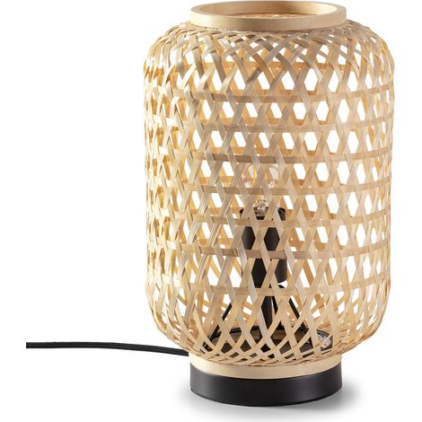Lámpara de mesa Yuna de bambú, diámetro 22,5 cm