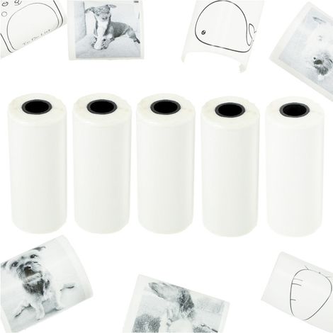 Rollos de papel térmico autoadhesivo para mini impresora 5,7cmx4,5m 5 piezas
