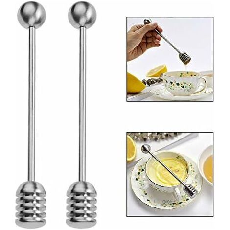 Cuillère À Miel - En Acier Inoxydable - 15,5 cm - Poignée Sphérique - Pour Pot À Miel Et Sirop - Lot De 2 (1/5)