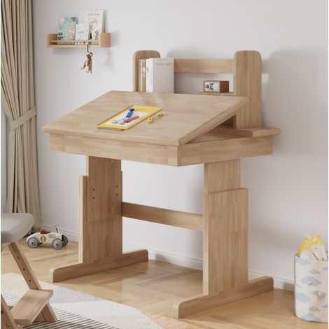 MEUBLIV Scrivania per bambini regolabile in altezza in legno naturale – piano inclinabile (1/5)