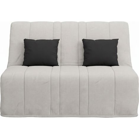 Banquette convertible NEA BZ, couchage 140x190, avec 2 coussins OFFERTS, Aba perle (1/5)