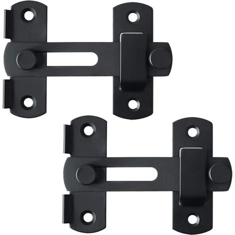 Lot de 2 verrous de porte à moraillon pivotant en acier inoxydable noir mat avec vis pour portes, fenêtres, placards et jardin (1/5)