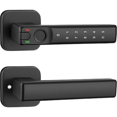 Serrure de Porte à Empreintes digitales, Verrouillage par Mot de Passe avec clés, déverrouillage par Application for Chambre intérieure, Porte en Bois et en métal(L70-Square) (1/3)
