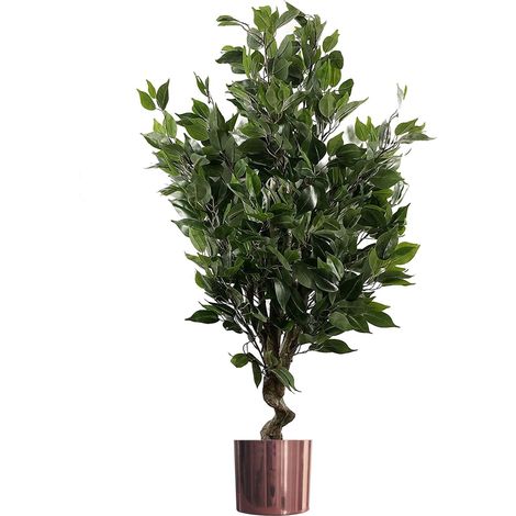 110cm Artificial Evergreen Ficus Tree Copper Planter (1/5)