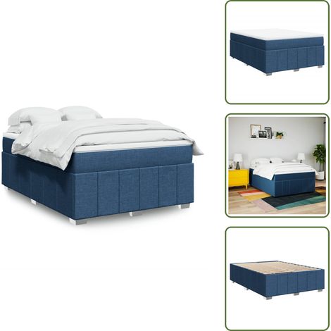 vidaXL Sommier à lattes de lit avec matelas Bleu 160x200 cm Tissu (1/5)