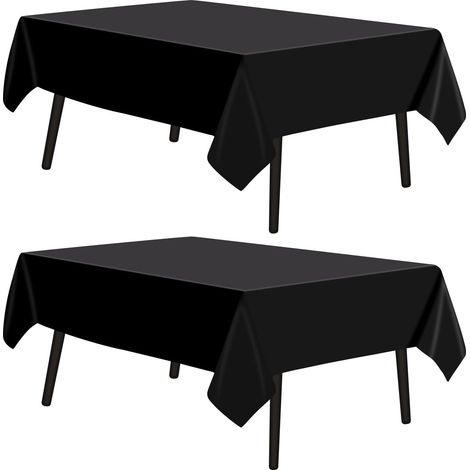 Black rectangular tablecloth, decorative washable polyester fabric, for weddings, parties, banquets, 145x275 cm