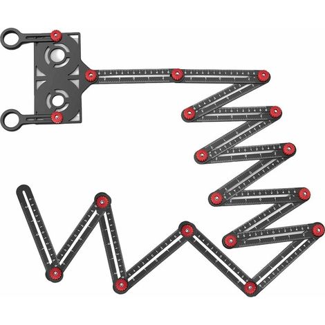 16-seitiges Mehrwinkel-Messlineal mit Aperture Locator, 16 Keramik-Biegewinkel, Winkelmesswerkzeug aus Aluminiumlegierung für Handwerker, Heimwerker, Tischler (1/5)