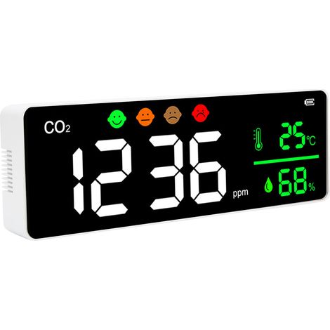 Wandmontierter CO2-Luftqualitätsdetektor mit LED-Anzeige, digitalem Temperatur- und Konzentrationsmonitor DM1306, wandmontierbarer Sensor. (1/5)
