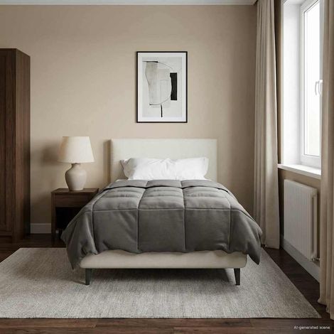 vidaXL  Full Year Duvet  Quilted Light Grey 135 x 200 cm Microfiber
