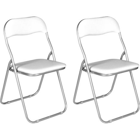 Dmora Set aus zwei Klappstühlen, weiße Farbe, Maße 43 x 47 x 78 cm