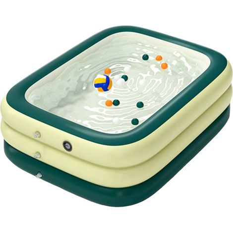 Piscine gonflable de forme rectangulaire, motifs mignons, pliable, en PVC épais, pour enfants, vert.