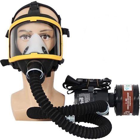 Système alimenté en air fourni Masque respirateur à gaz chimique imperméable - sécurité électrique à flux constant avec filtres à visage complet pour la grille de sablage et le travail de laboratoire
