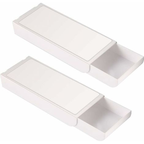 2Pcs Under Desk Drawer Hidden Storage Box Self-Adhesive Holder Stationery Pencil Organizer for Office School Kitchen (1/5)