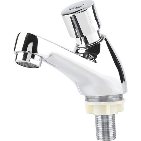 Robinet de lavabo, salle de bain publique Ktchen chromé à fermeture automatique et économie d'eau robinet de lavabo à retardement (1/5)