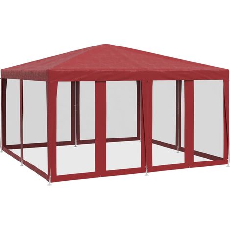 Tente de fête avec 8 parois latérales en maille rouge 4x4m PEHD (1/5)