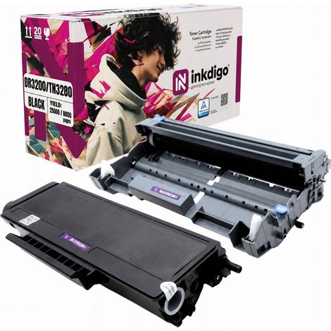 Inkdigo Trommel + Toner DR3200 TN3280 kompatibel mit Brother DCP-8070D HL-5340 TÜV-zertifiziert (1/5)