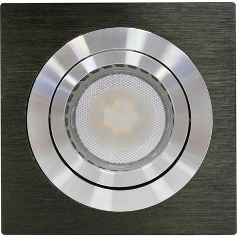 Spot LED encastré GU10 7W carré inclinable noir
