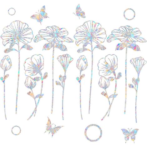 2 feuilles de film pour fenêtres à motifs floraux anti-collision d'oiseaux, film arc-en-ciel pour fenêtres, décoration de fenêtres à effet arc-en-ciel, autocollants prismatiques pour fenêtres destinés (1/5)