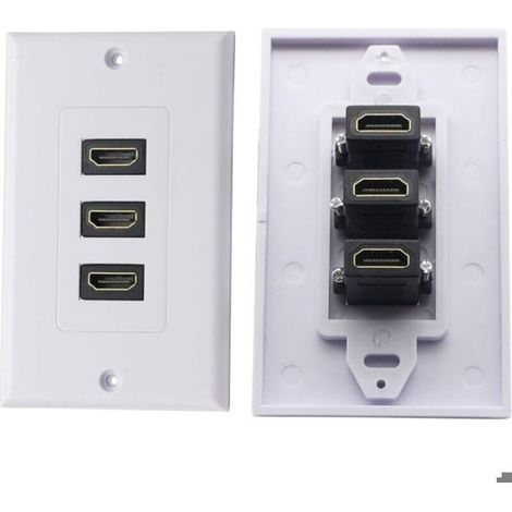 Plaque Murale - USB 3.0 A + 3 RCA + VGA - Pour Installation Murale Intégrée - Blanc - 11,5 x 7 cm - 1 Pièce (1/5)
