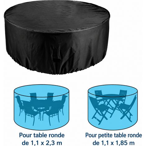 Housse de protection ronde pour mobilier de jardin noir 13071 130 71 370 g – Livraison gratuite