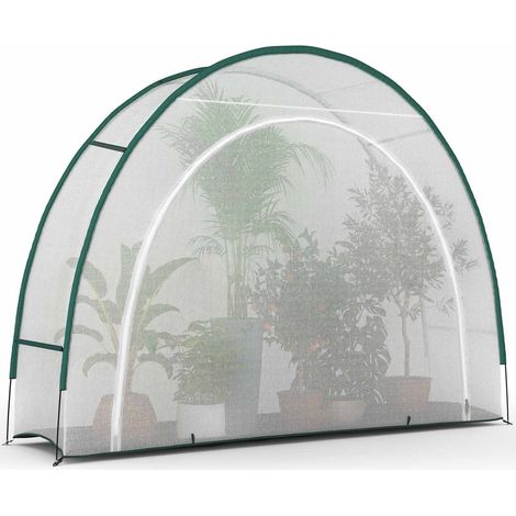 Idmarket – Serre d'hivernage demi-lune 300 x 80 x 220 cm – Bâche PE 130 gr/m² – Structure en fibre de verre – Pour balcon et terrasse