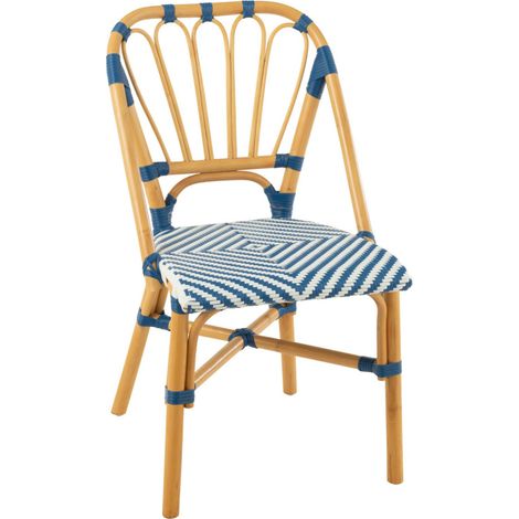 Chaise en Rotin "Danial" 85cm Bleu (1/5)