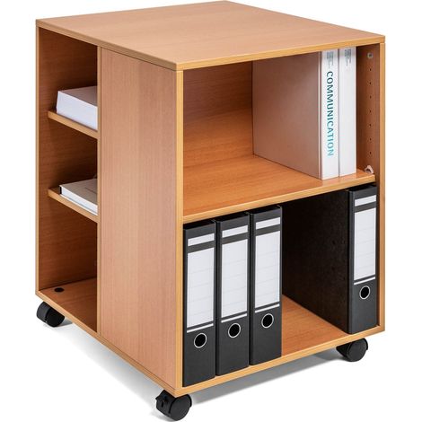 Durable 311347 Multifunktions-Wagen 74/59, 3-seitig offen mit 6 Regalböden (528 x 748 x 592 mm), Buche
