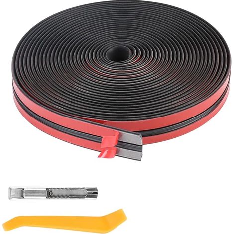 Joint de Pare-Brise Adhésif en Caoutchouc, Largeur 19mm, Bande d'Étanchéité Autocollante Universelle en T pour Toit Ouvrant de Voiture, Noir (1/5)