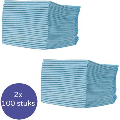 Offre combinée – Tapis de propreté chien – 45x33 cm – Bleu – Lot de 200 (2x100) – Éducation