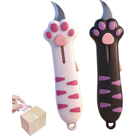 Mini Cutter Retractable Securite, Patte de Chat Mini Cutter Ouvre Colis, Portable Couteau de Papeterie, Ouvre-lettre, Couteau Utilitaire pour Bureau, Maison, Artisanat, Colis (1/5)