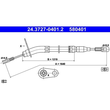 Tirette à câble, frein de stationnement ATE 24.3727-0401.2 MERCEDES-BENZ