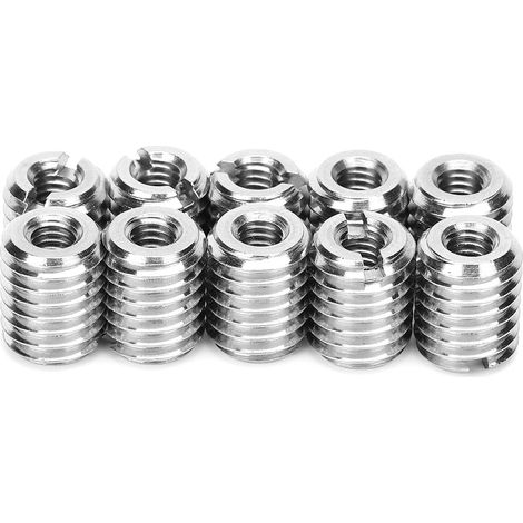 Lot de 10 inserts filetés réducteurs pour écrous, outil de réparation mâle/femelle, visserie en acier inoxydable (1/5)