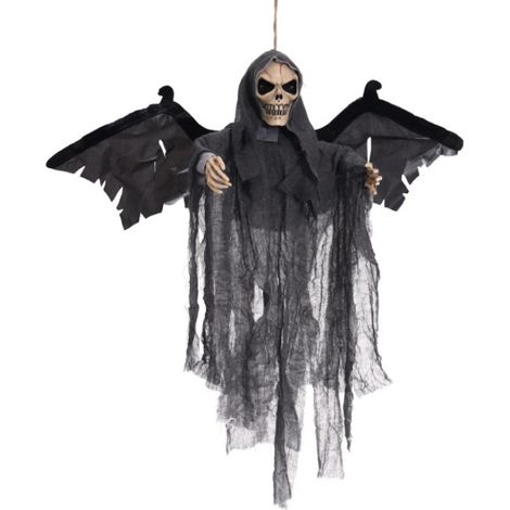 Decoración colgante, ojos LED, sonido aterrador, alas móviles, Halloween, interior, exterior (1/5)