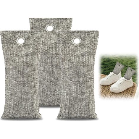 Désodorisant chaussures naturel avec 3 sacs de 75 g – Charbon actif anti-odeur et anti-humidité – Absorbe transpiration des pieds, sans parfum,sans produits chimiques (1/5)