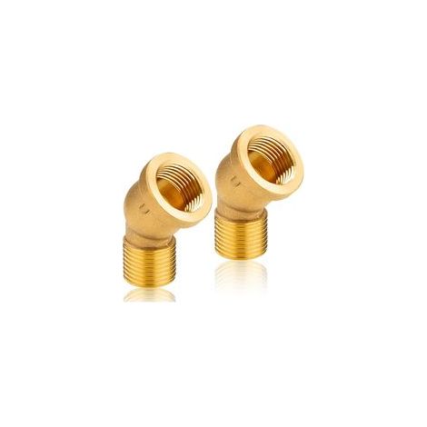 Set mit 2 Messing-Gewindefittings – 45° IG/AG 1/2", DN15 – Für Gewindeverbindungen – Messing – 45°-Winkel – Innen- x Außengewinde – 45°-Winkel – Sanitärfitting – 45°-Winkel (1/5)