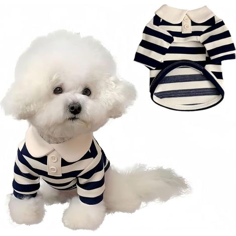 Camiseta para perro, estampado de rayas, tejido transpirable, prenda anti-suelte, para perros pequeños (1/5)